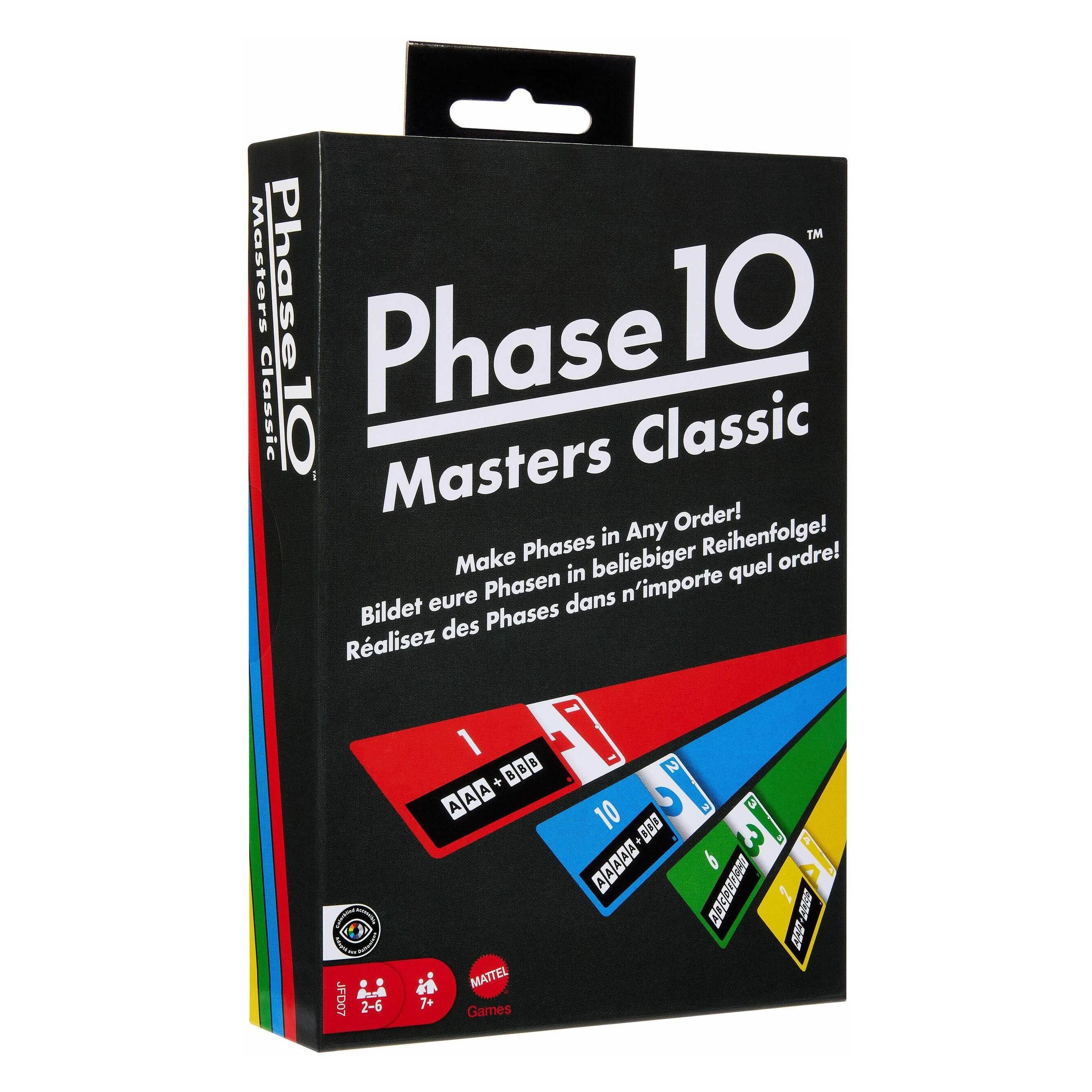 Mattel Games Phase 10 Masters Classic (Deutsch, Englisch, Französisch, Italienisch, Niederländisch, Portugiesisch, Spanisch, 2 - 6 Spieler) (JFD07)