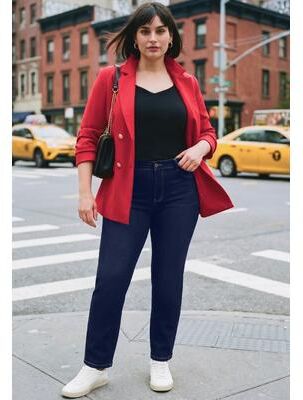 Plus Size Women's Butter Denim Curvy Straight Leg Jean by Avenue in Dark Wash (Size 14)