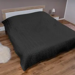 Bestlivings Bett- und Sofaüberwurf - Tagesdecke - 220cm x 240cm - Schwarz