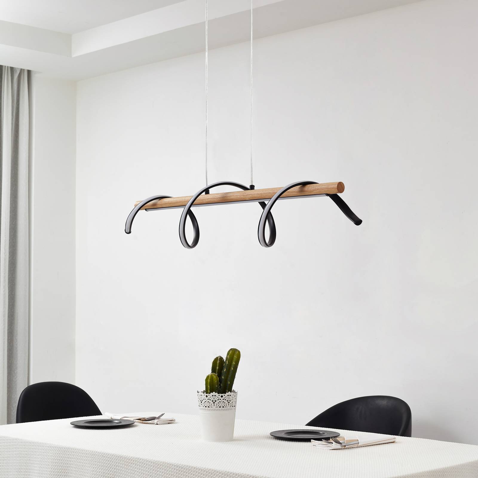 Pendant Light Spiraali Lindby, Black, Living / Dining Room, Aluminium, Country House / Rustic, Ceiling Light