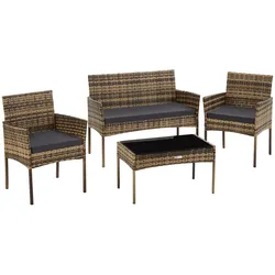 tectake Rattan Gartenset Palese für 4 Personen  Natur