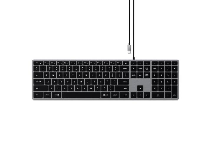 Satechi Slim W3, Avec fil, USB, AZERTY, Aluminium, Noir ST-UCSW3M-FR