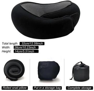 Uplift Essentials Memory Foam Neck Support Pillow With Head Cushion For Travel And Camping black