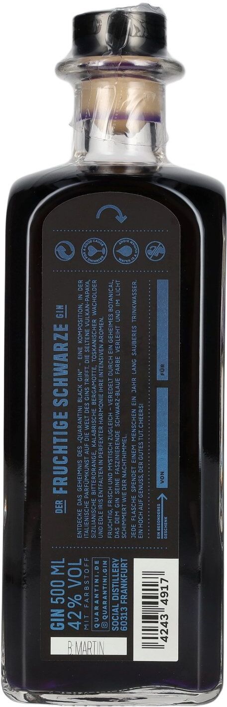 Quarantini Social Black Gin 42% Vol. 0,5l