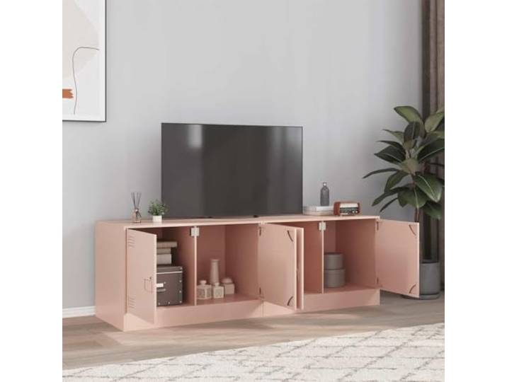 HEFZGDB TV-Schrank Set 2 Stück Rosa 67x39x44 cm Stahl Regal mit Griffen Stauraum für Wohnzimmer