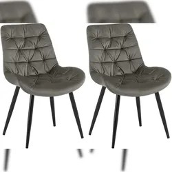 Décoshop26 - 2 Esszimmerstühle in anthrazitfarbenem Samt mit schwarzem Metallgestell Komfort und zeitlose Eleganz 10_0007445