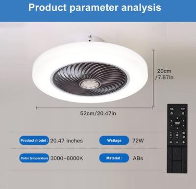 Youfap Market Smart Ceiling Fan With Lights, Remote Control, Invisible Blades, Silent Ventilator Lamp For Bedroom coffee
