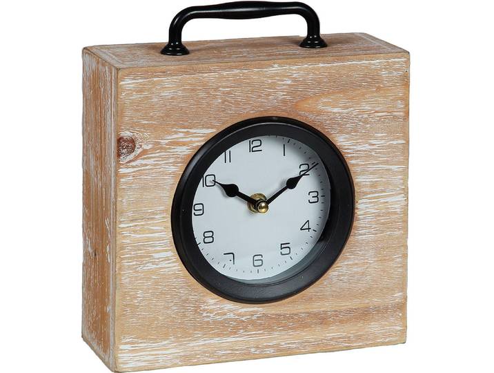 Tischuhr AMBIENTE HAUS Tischuhr holz 23cm , schwarz, Tischuhren, Tischuhr