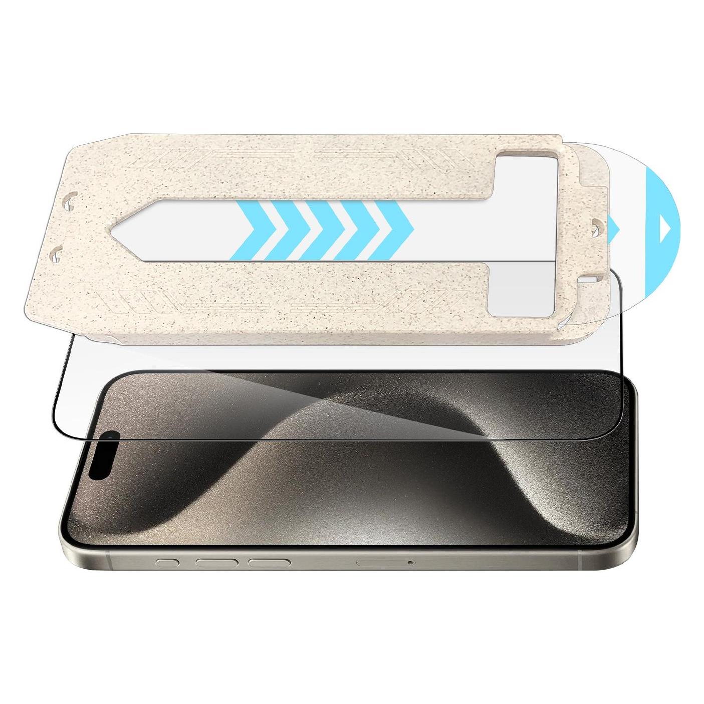 Puro Gehärtetes Glas mit Rahmen mit Applikator für iPhone 16 Plus enthalten (1 Stk., Apple iPhone 16 Plus) (PUSDIPHONE1667)