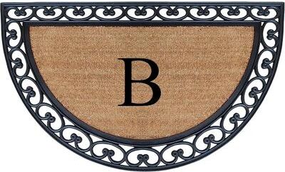 "A1 Home Collections Half Round Rubber Coir Monogrammed Double Doormat, 30"" x 48"""