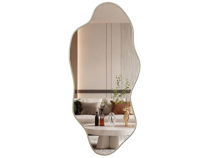 Skokliz Unregelmäßiger Wandspiegel, asymmetrischer moderner Spiegel für die Wand, 55 x 120 cm, einzigartige Wolkenrahmenform, dekorativ für Schminktisch, Wohnzimmer, Badezimmer und Flurdekoration