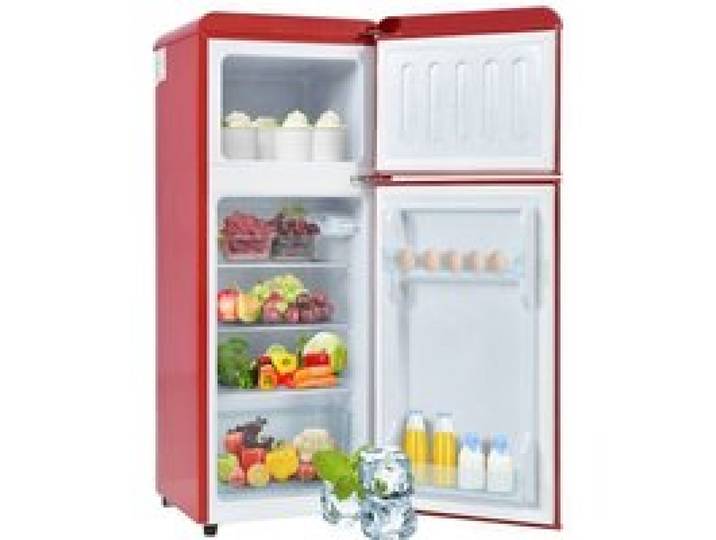 Réfrigérateur Congélateur Combiné Rouge 92L - 64L réfrigérateur+28L congélateur - 7 Niveaux Température - LED - Classe D