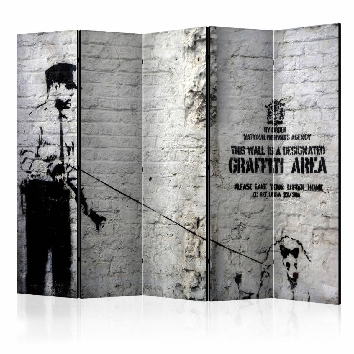 Dubbelzijdig geprint vouwscherm Graffiti Area Banksy B/D/H: 225 x 172 cm