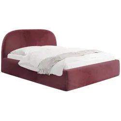 POLSTERBETT Puro mit Bettkasten, Bordeaux Samt 120 x 200 cm – mit Metall-Lattenrost