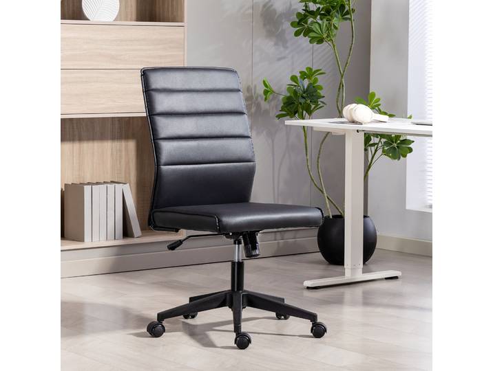 HOMCOM Chaise Bureau Ergonomique Réglable Cuir PU Noir