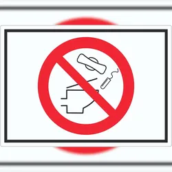 HB-Druck Keine Binden und Tampons ins WC werfen Symbol Aufkleber A1 (594x841mm)