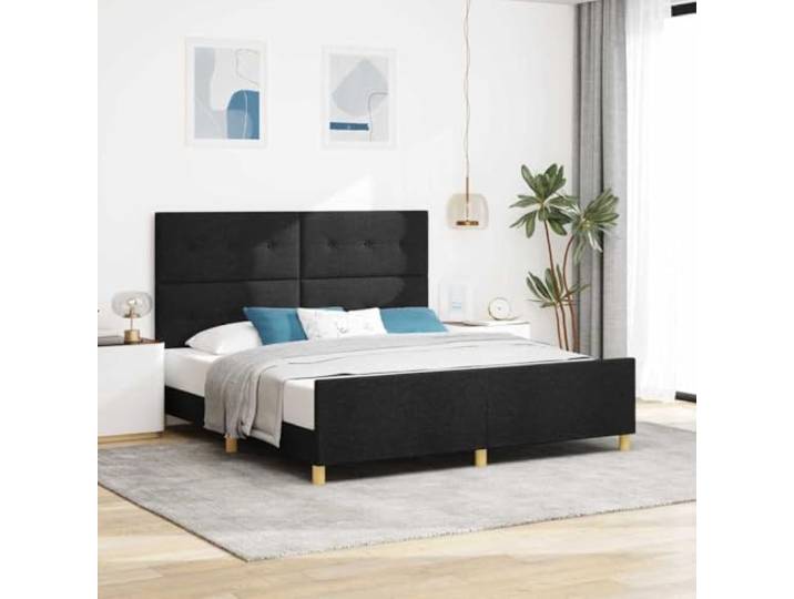 RJPLMFV Bettgestell, Stoff, Schwarz, 180 x 200 cm, mit Kopfteil Lattenrost inklusive, weicher Samtbezug, goldene Metallbeine, versteckte Aufbewahrung, vielseitig einsetzbar