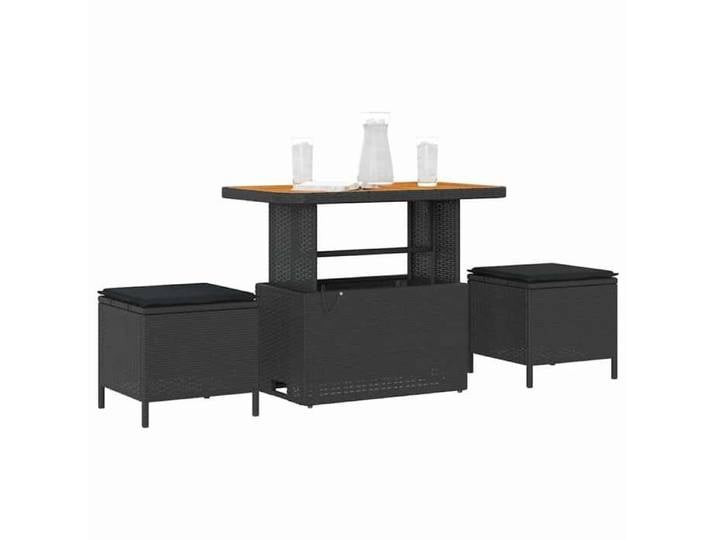 Mobilier de balcon Noir - Ensemble de salle à manger de jardin - Noir polyrotin - montage facile_01_29836