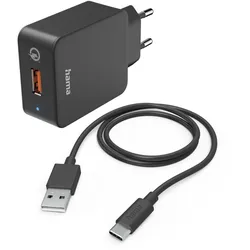 hama 19,5W USB-C Schnellladegerät mit Kabel 1,5m, schwarz