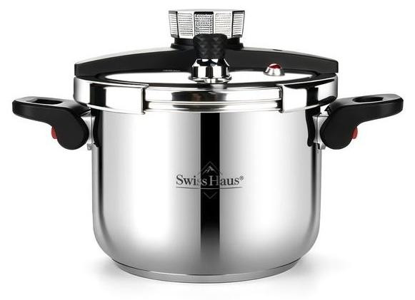 Swiss Haus RVS drukpan met scharnierende handgrepen, 8 liter