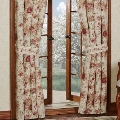 Touch of Class Heirloom Rose Tailored Curtain Pair Fawn, 84 x 63, Fawn