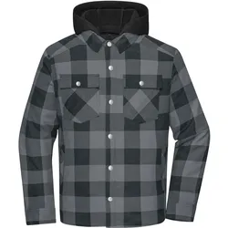 Hemdjacke Karo mit Kapuze "JN1872" - XS - schwarz/grau