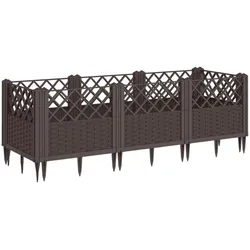 vidaXL Pflanzkasten mit Erdspießen Braun 123,5x43,5x43,5 cm PP