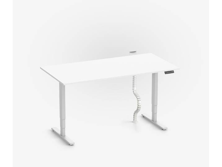 FOKUS Schreibtisch + Steckleistenhalter + Kabelschlange Weiß Weiß 120x70