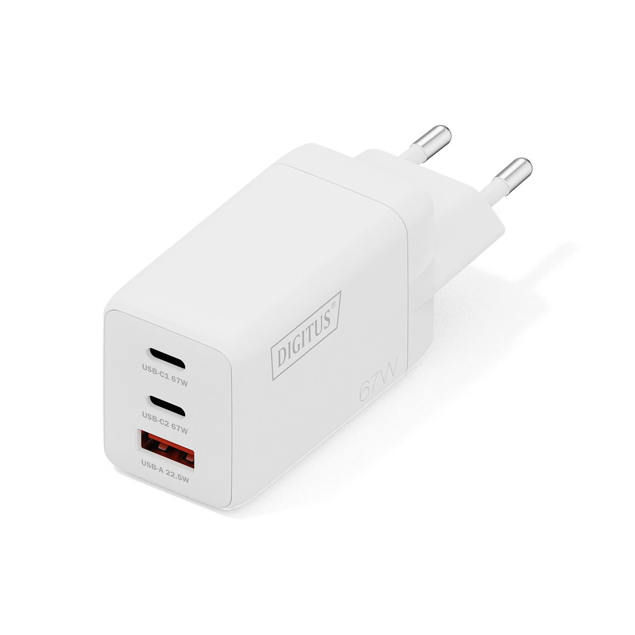 Digitus USB-Ladegerät GaN 67W, 2x USB-C, 1x USB-A weiß