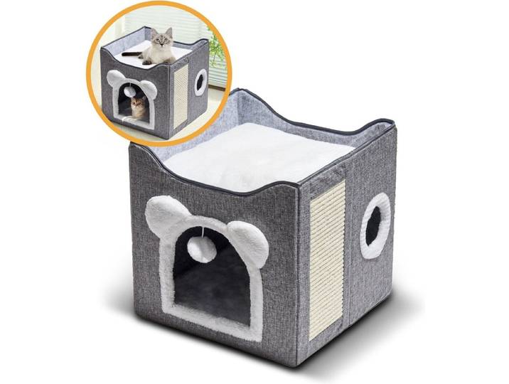 MIRO® Kattenhuis - Opvouwbaar - Krabpaal - Grijs