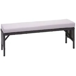 Mendler Poly-Rattan Sitzbank HWC-G16, Gartenbank Rattanbank, Gastronomie 112cm ~ schwarz, Kissen hellgrau