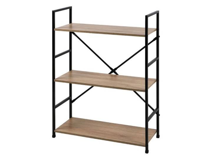 Toilinux - Etagère droite Large 3 niveaux Colorado H.48 en Métal et MDF - Beige et Noir