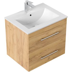 Posseik Waschtisch Homeline 60, hängend, eiche gold, Einsatzwaschbecken aus Keramik, (B/H/T) 61,5 x 55,6 x 46,5 cm