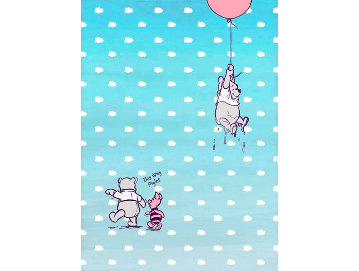 Fototapete KOMAR Winnie the Pooh Piglet - Grösse 184 x 254 cm , blau (blau, rosa), B:184m L:254m, Papier, Tapeten, Fototapete, Kinderzimmer