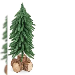 COSTWAY Künstlicher Mini-Weihnachtsbaum, 40 cm kleiner Weihnachtsbaum auf Holzsockel, Tisch-Weihnachtsbaum mit 200 Zweigspitzen