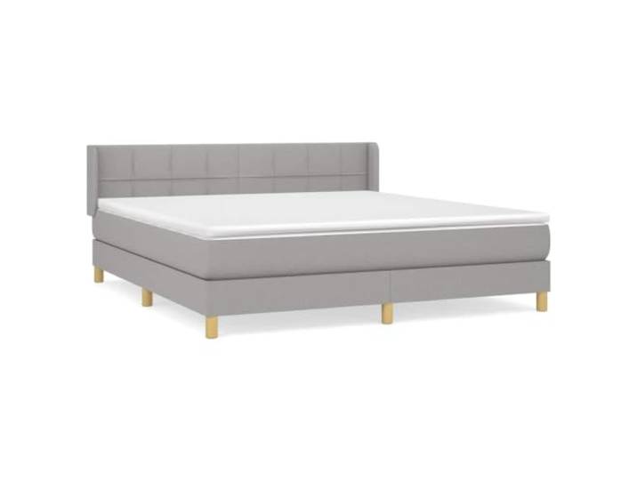 Makastle Boxspringbett mit Matratze Hellgrau 160x200 cm 100% Polyester Stoff