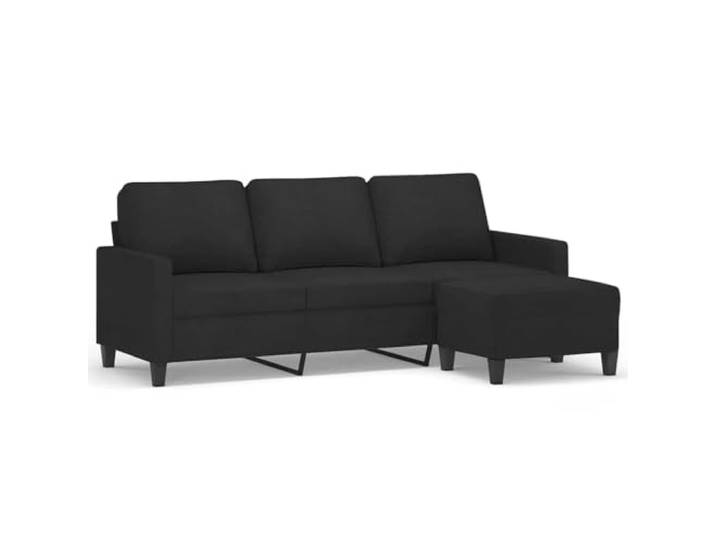 GHVBNMF 3-Sitzer Sofa mit Fußhocker Polstersofa Couch Garnitur Schwarz Modernes Polster-Ecksofa Set mit flexiblem Hocker und dickem Schaumstoff für Gemütlichkeit im Wohnzimmer oder Gästezimmer.