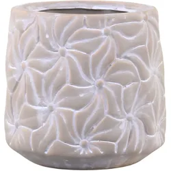 Chic Antique Colmar Blumentopf mit Blumenmuster, Ø14,5 x H15,5 cm, franz. grau
