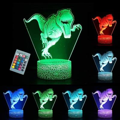 Dinosaurier Spielzeug 16 Farben 3D-Illusion Schreibtischlampe mit Fernbedienung Nachtlicht für Kinder Geschenke Schlafzimmer Nachttischdekorationen