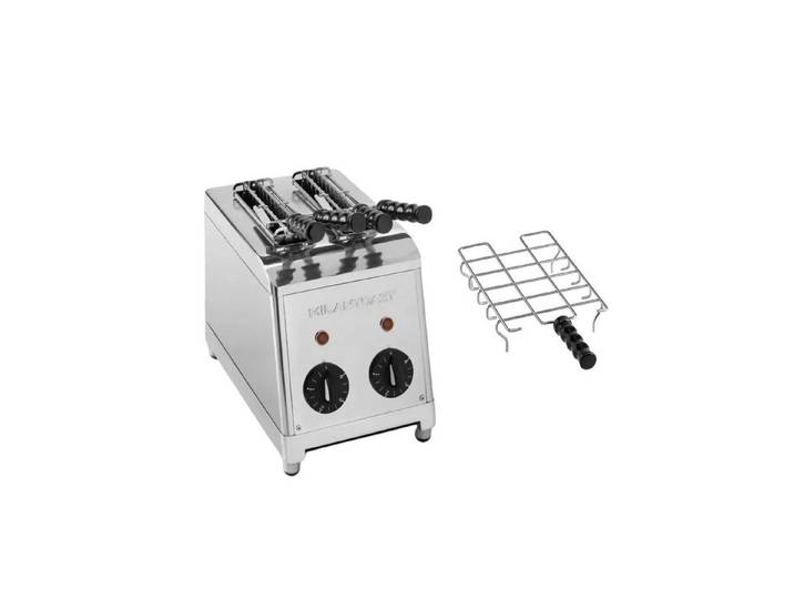 MILANTOAST Toaster Milantoast 2-er Toaster mit Zangen mit Brötchenaufsatz