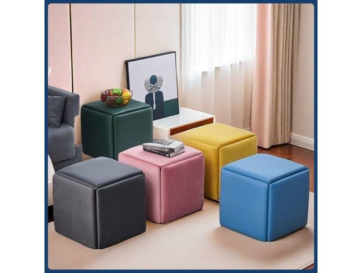 Tabouret Cube multifonctionnel Rubik-pouf de rangement 5 en 1, serve comme Table basse, banc de salle à manger et à chaussures, Style nordique, silla