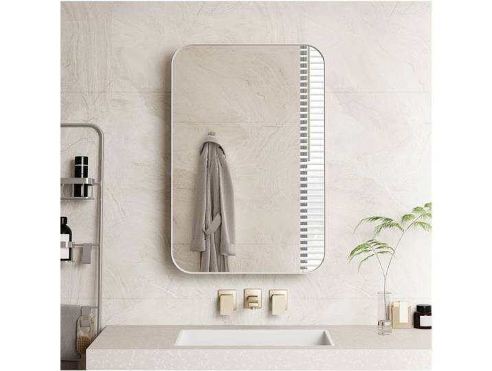 WOVREO Armoire de Salle de Bain avec Miroir murale ou encastrable 2 étagères en verre réglables 51 x 76 x 12cm Blanc