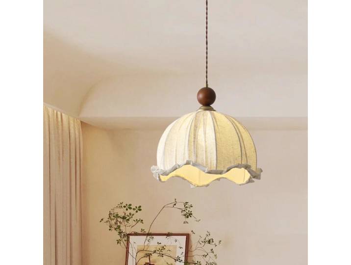 Français blanc rotatif dentelle tissu plafond pendentif lumières rétro salon chambre étude Restaurant atmosphère LED suspension lampe