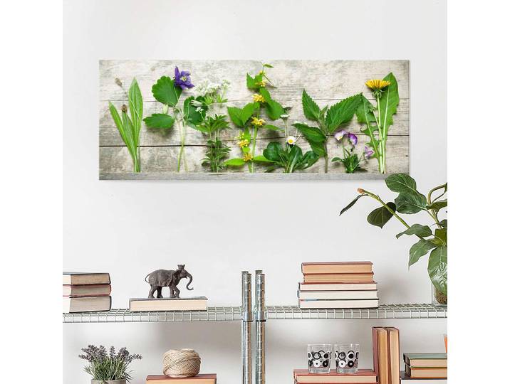 Tableau en verre Herbes Matériau : Verre Motif : Avec motif Motif : Fleurs Type de verre : Verre de sécurité Beige 125 x 50cm