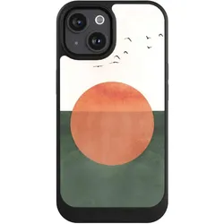 Nivocase Hülle für Apple iPhone 15 Handyhülle NIVOcore Case Schwarz Sonnenschein Sonnenuntergang Vogel (Apple iPhone 15), Smartphone Hülle, Schwarz