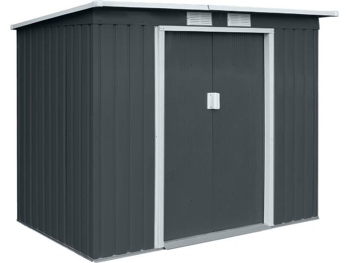 HATTORO P100 XL Metall Gerätehaus Geräteschuppen Schuppen Gartenhaus Pultdach Anthrazit / GRAU