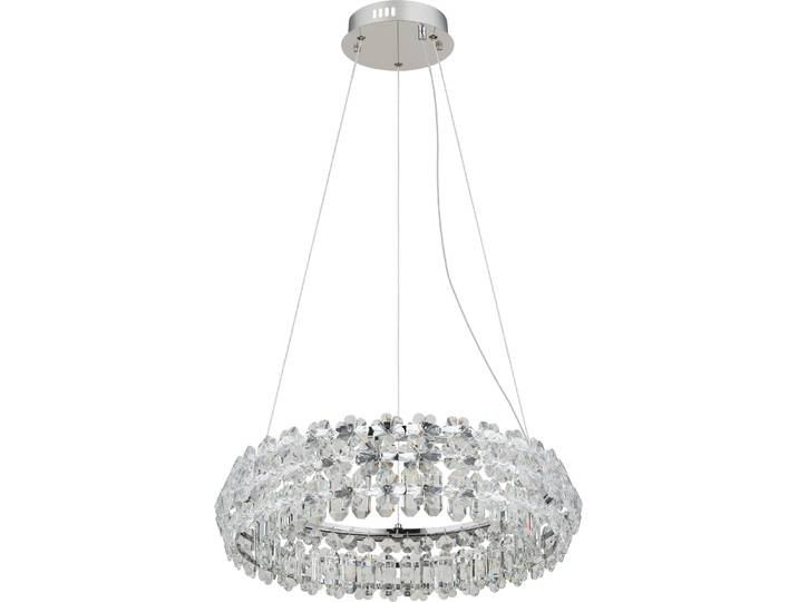 Lampe LED suspendue\, chrome\, cristaux\, D 60 cm