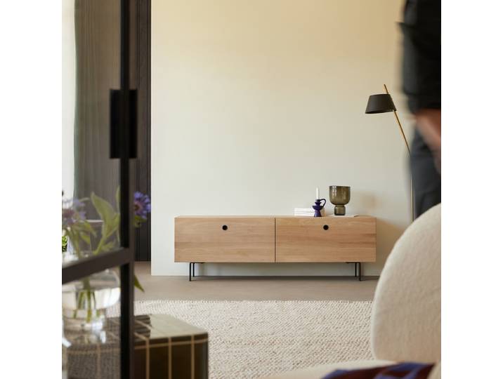 TV Schrank aus massivem Eichenholz 160 cm Jeanne - Natur - Oak