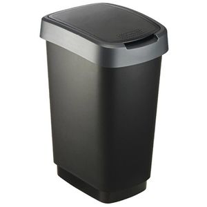 Rotho Mülleimer Twist 1754408850, silber, aus Kunststoff, 25 Liter
