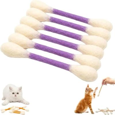Inspired Finds Giant Catnip Cotton Swab Kicker Toys Set For Interactive Play & Dental Chewing purple